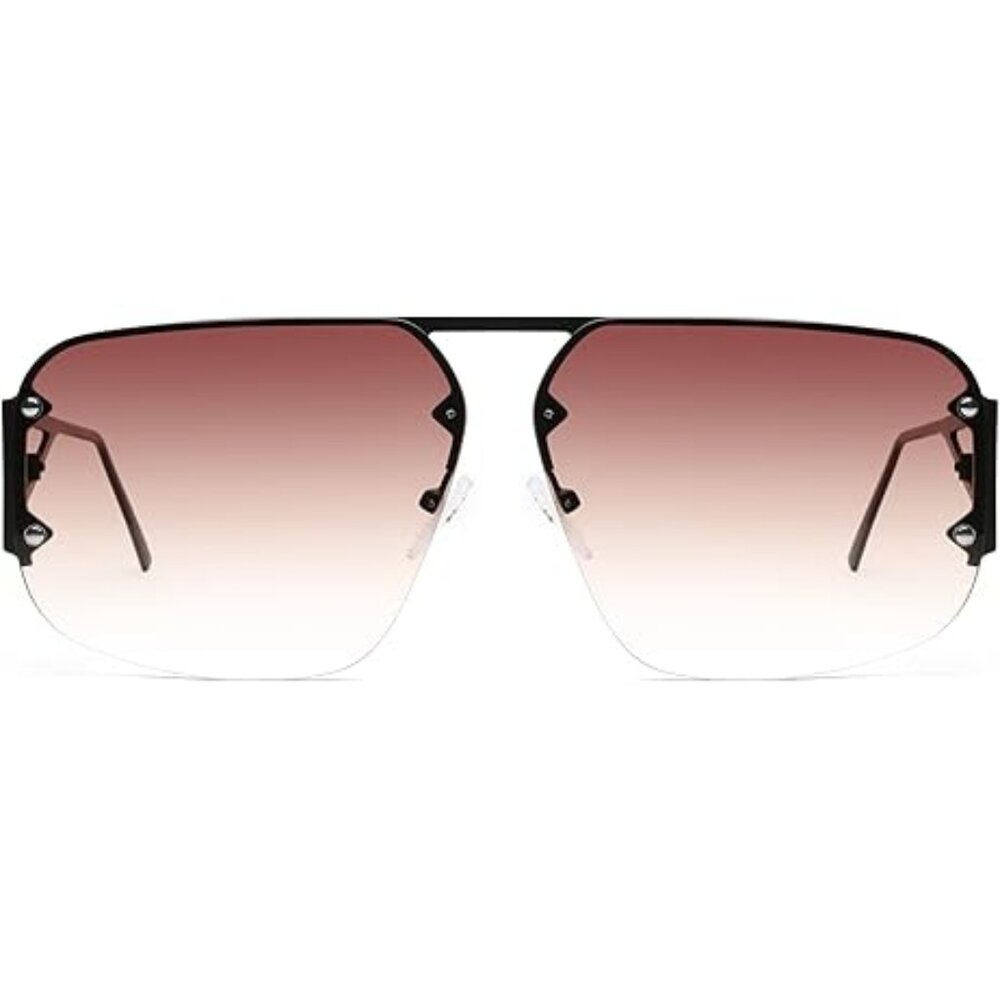 Women's Aviator Style Sunglasses Black Brown - Picture 2 of 7